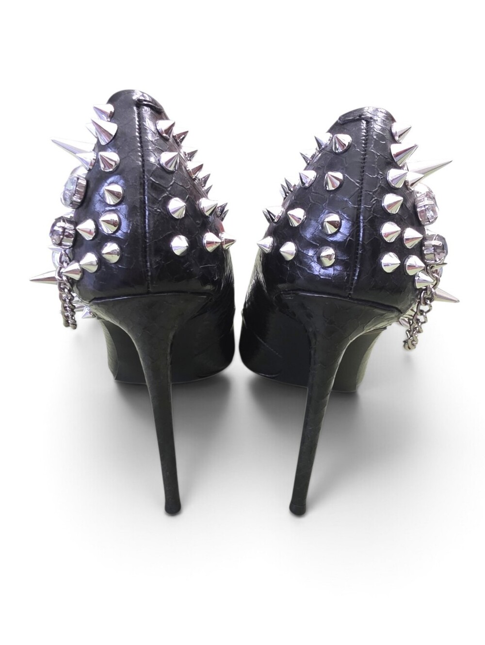 NEW Seve Madden Black Veronicka Silver Studded Pointed Toe Pump 7.5 - Picture 4 of 10